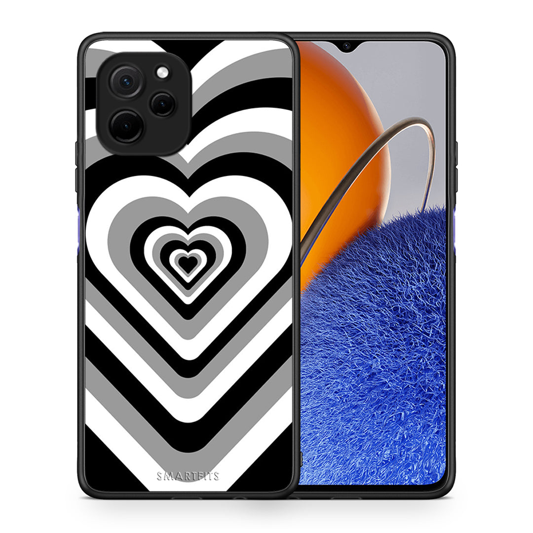 Θήκη Huawei Nova Y61 Black Hearts από τη Smartfits με σχέδιο στο πίσω μέρος και μαύρο περίβλημα | Huawei Nova Y61 Black Hearts Case with Colorful Back and Black Bezels