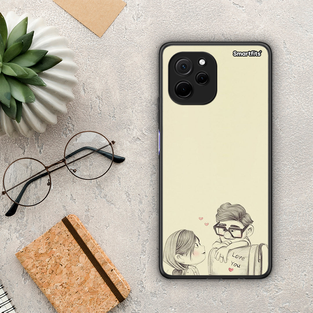 Θήκη Huawei Nova Y61 Carl And Ellie από τη Smartfits με σχέδιο στο πίσω μέρος και μαύρο περίβλημα | Huawei Nova Y61 Carl And Ellie Case with Colorful Back and Black Bezels