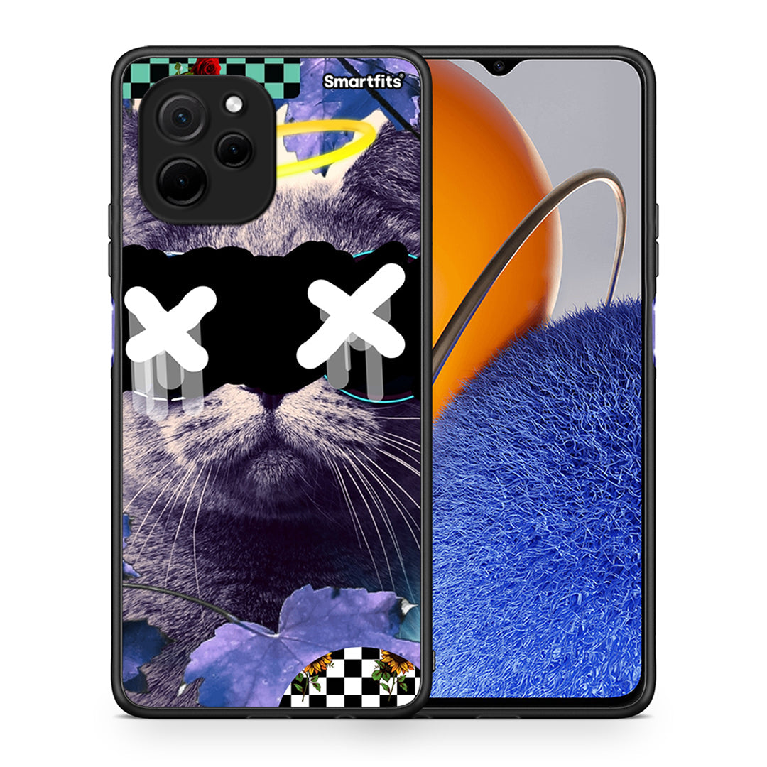 Θήκη Huawei Nova Y61 Cat Collage από τη Smartfits με σχέδιο στο πίσω μέρος και μαύρο περίβλημα | Huawei Nova Y61 Cat Collage Case with Colorful Back and Black Bezels