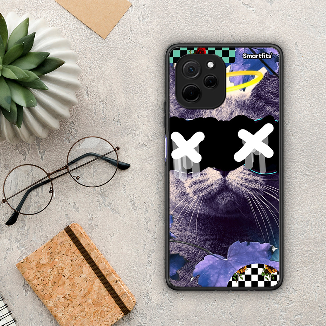 Θήκη Huawei Nova Y61 Cat Collage από τη Smartfits με σχέδιο στο πίσω μέρος και μαύρο περίβλημα | Huawei Nova Y61 Cat Collage Case with Colorful Back and Black Bezels