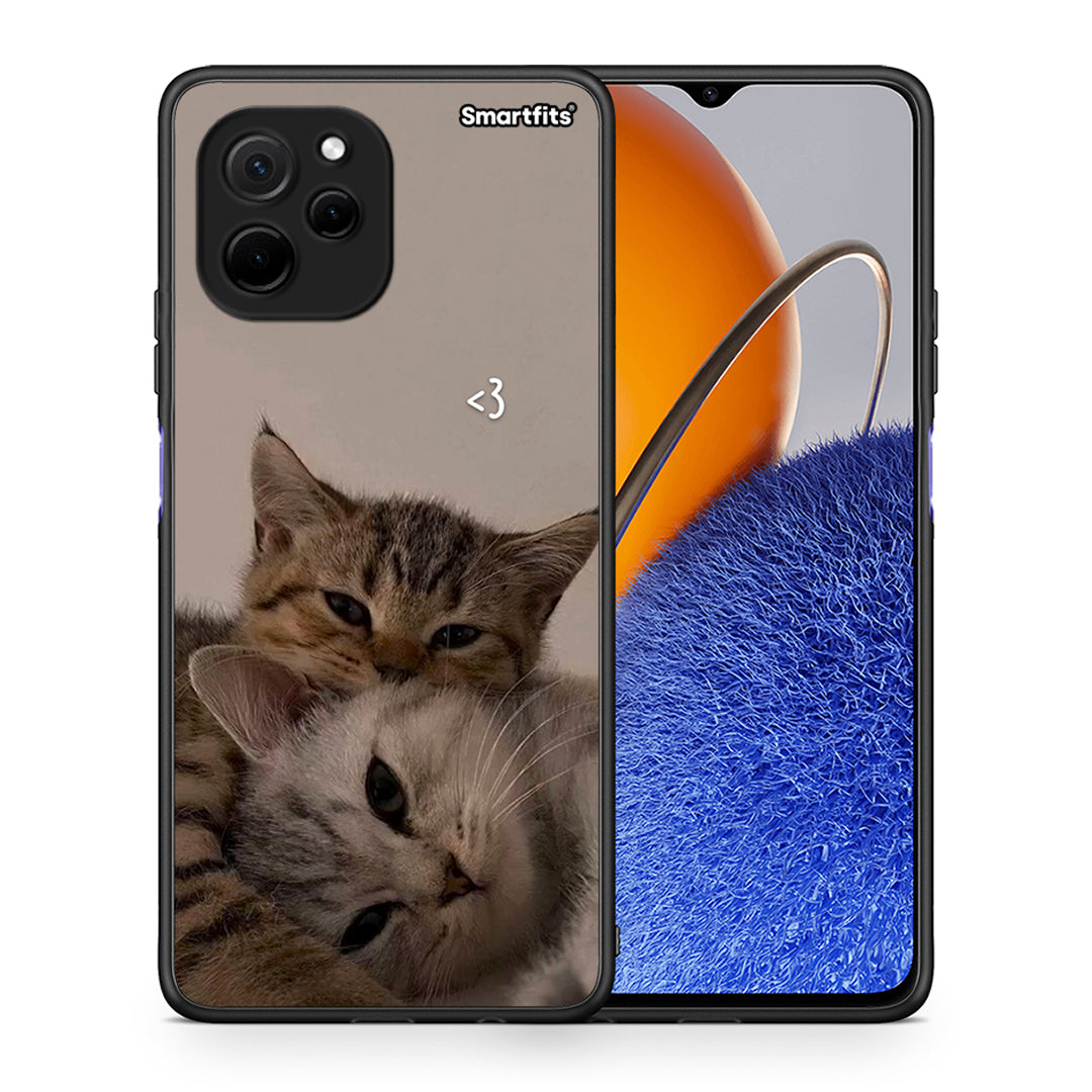 Θήκη Huawei Nova Y61 Cats In Love από τη Smartfits με σχέδιο στο πίσω μέρος και μαύρο περίβλημα | Huawei Nova Y61 Cats In Love Case with Colorful Back and Black Bezels