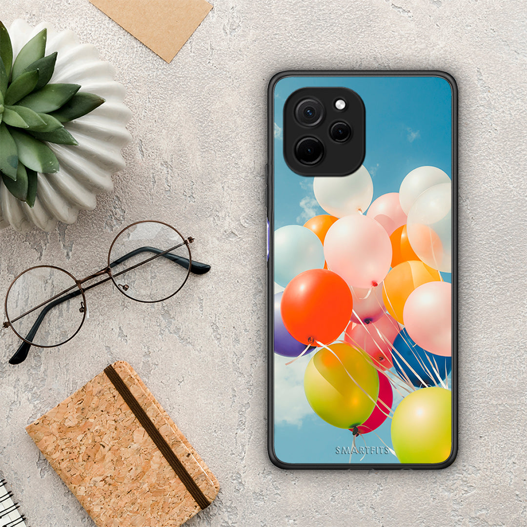 Θήκη Huawei Nova Y61 Colorful Balloons από τη Smartfits με σχέδιο στο πίσω μέρος και μαύρο περίβλημα | Huawei Nova Y61 Colorful Balloons Case with Colorful Back and Black Bezels
