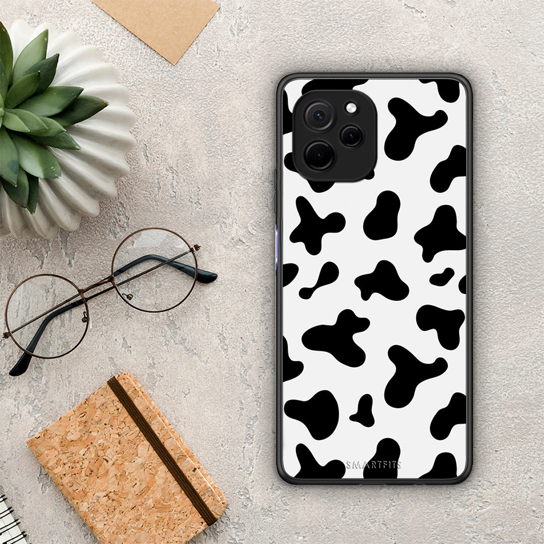 Θήκη Huawei Nova Y61 Cow Print από τη Smartfits με σχέδιο στο πίσω μέρος και μαύρο περίβλημα | Huawei Nova Y61 Cow Print Case with Colorful Back and Black Bezels