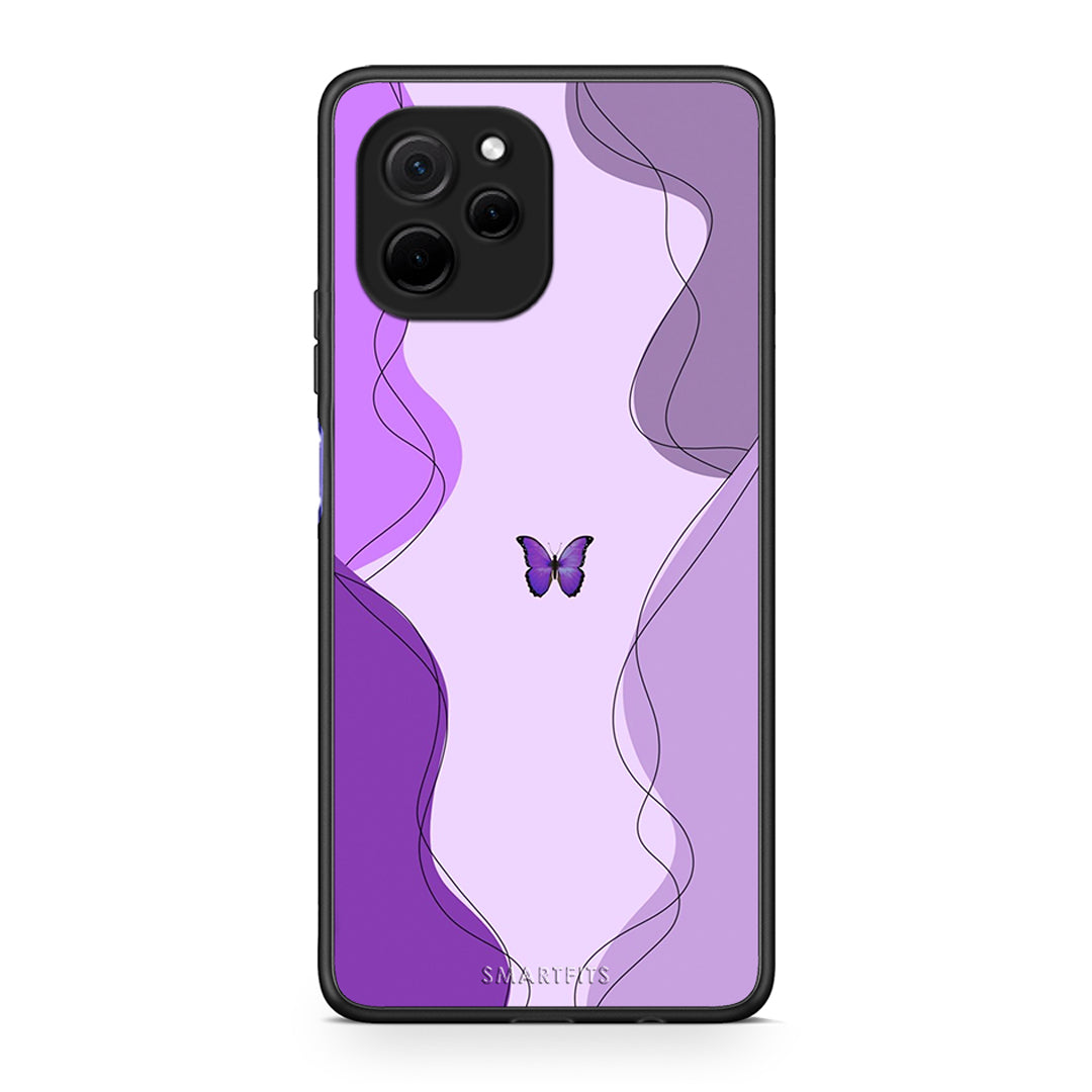 Θήκη Huawei Nova Y61 Purple Mariposa από τη Smartfits με σχέδιο στο πίσω μέρος και μαύρο περίβλημα | Huawei Nova Y61 Purple Mariposa Case with Colorful Back and Black Bezels