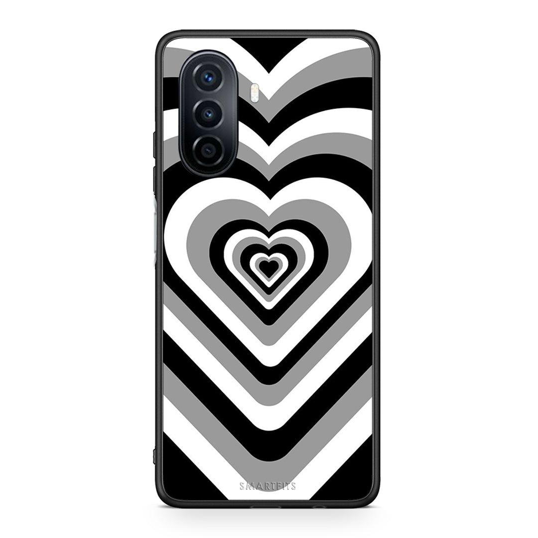 Huawei Nova Y70 Black Hearts θήκη από τη Smartfits με σχέδιο στο πίσω μέρος και μαύρο περίβλημα | Smartphone case with colorful back and black bezels by Smartfits