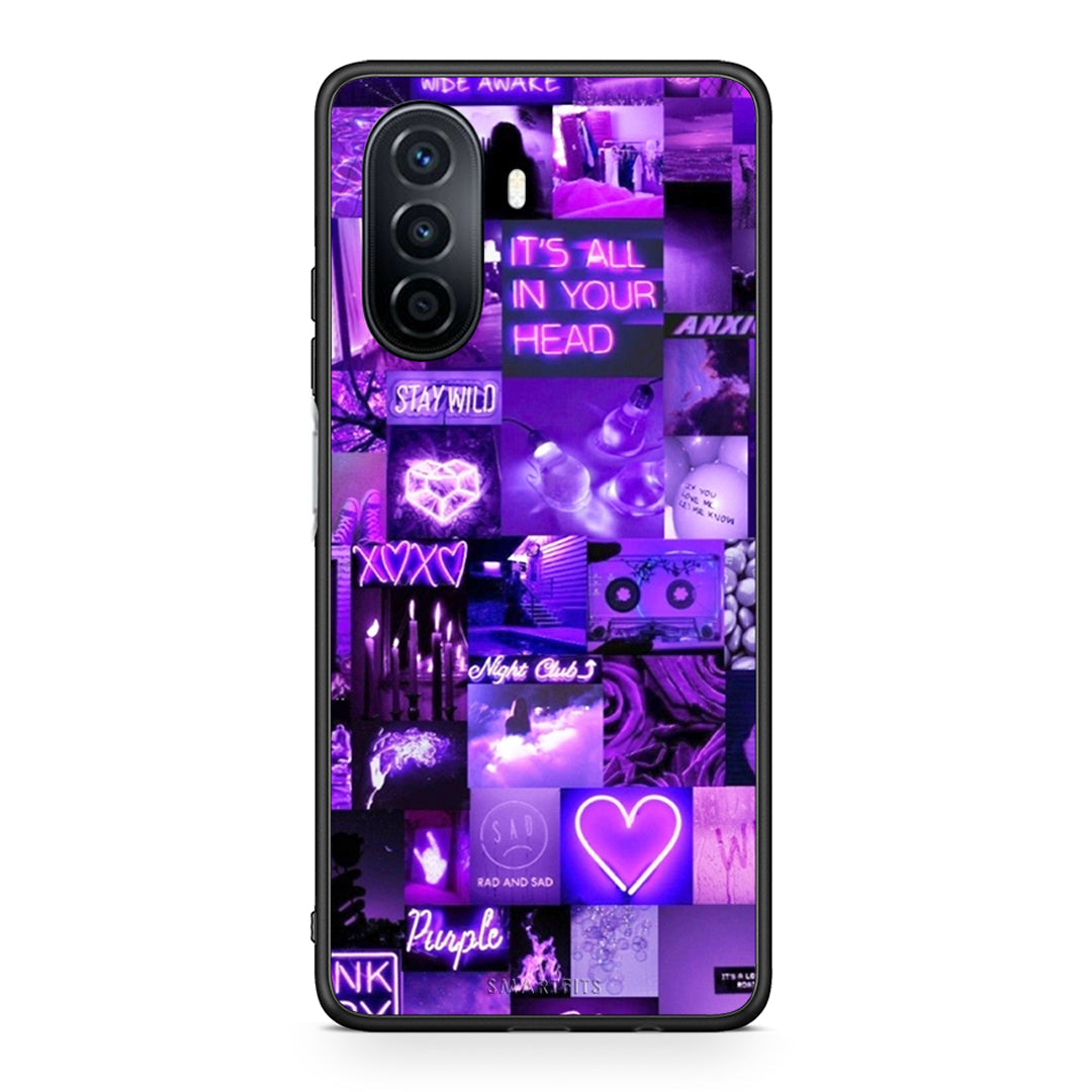 Huawei Nova Y70 Collage Stay Wild Θήκη Αγίου Βαλεντίνου από τη Smartfits με σχέδιο στο πίσω μέρος και μαύρο περίβλημα | Smartphone case with colorful back and black bezels by Smartfits