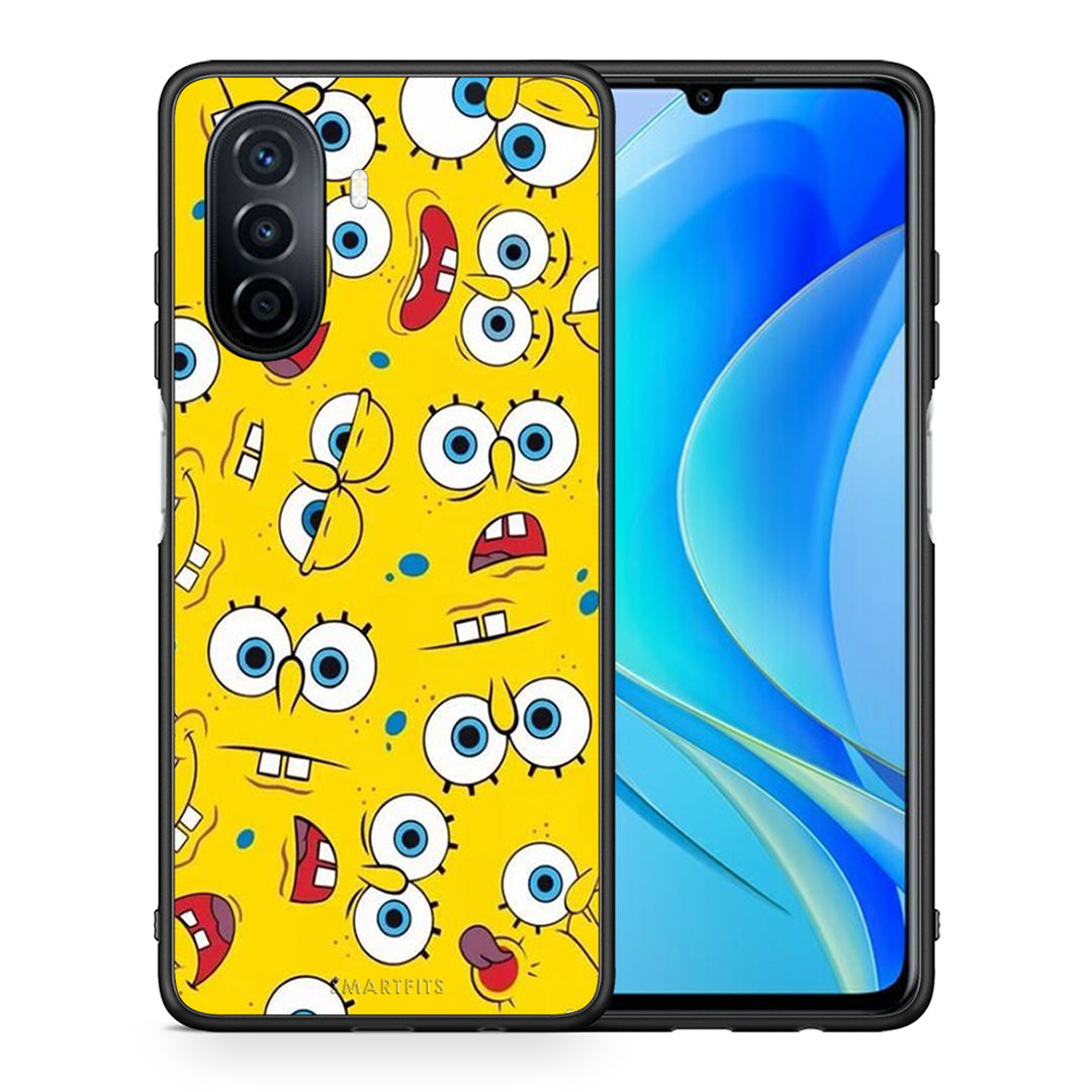 Θήκη Huawei Nova Y70 Sponge PopArt από τη Smartfits με σχέδιο στο πίσω μέρος και μαύρο περίβλημα | Huawei Nova Y70 Sponge PopArt case with colorful back and black bezels