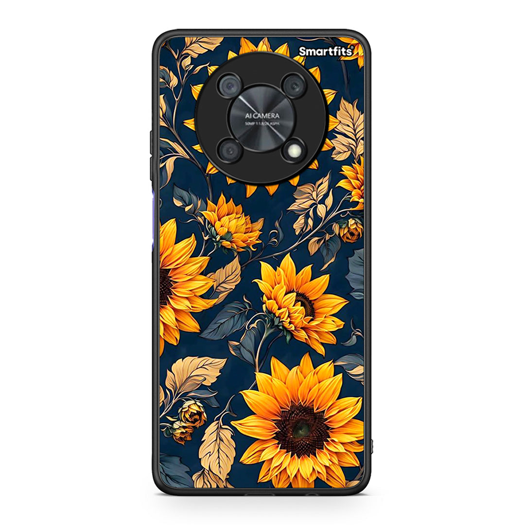 Huawei Nova Y90 Autumn Sunflowers θήκη από τη Smartfits με σχέδιο στο πίσω μέρος και μαύρο περίβλημα | Smartphone case with colorful back and black bezels by Smartfits
