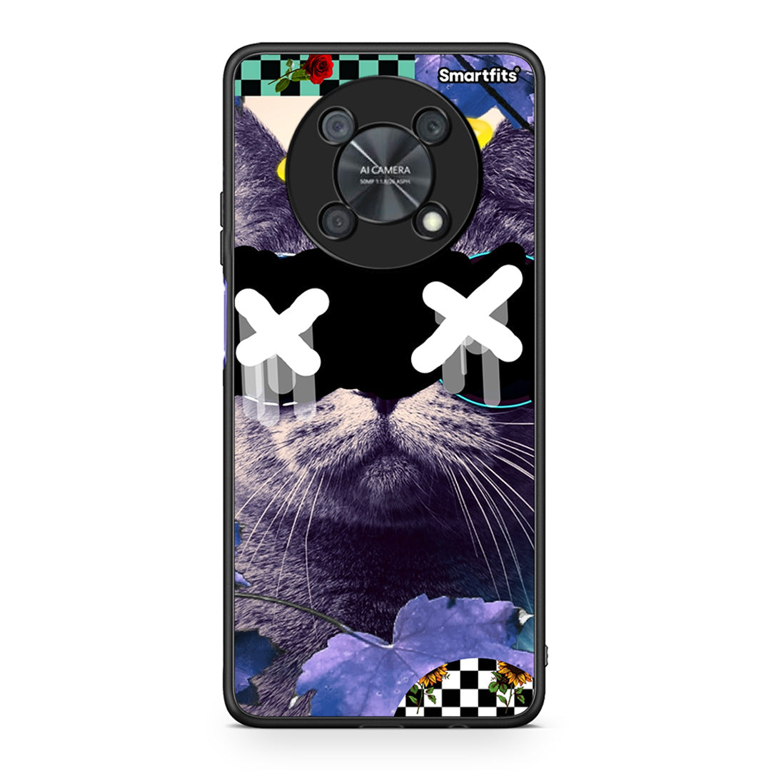 Huawei Nova Y90 Cat Collage θήκη από τη Smartfits με σχέδιο στο πίσω μέρος και μαύρο περίβλημα | Smartphone case with colorful back and black bezels by Smartfits