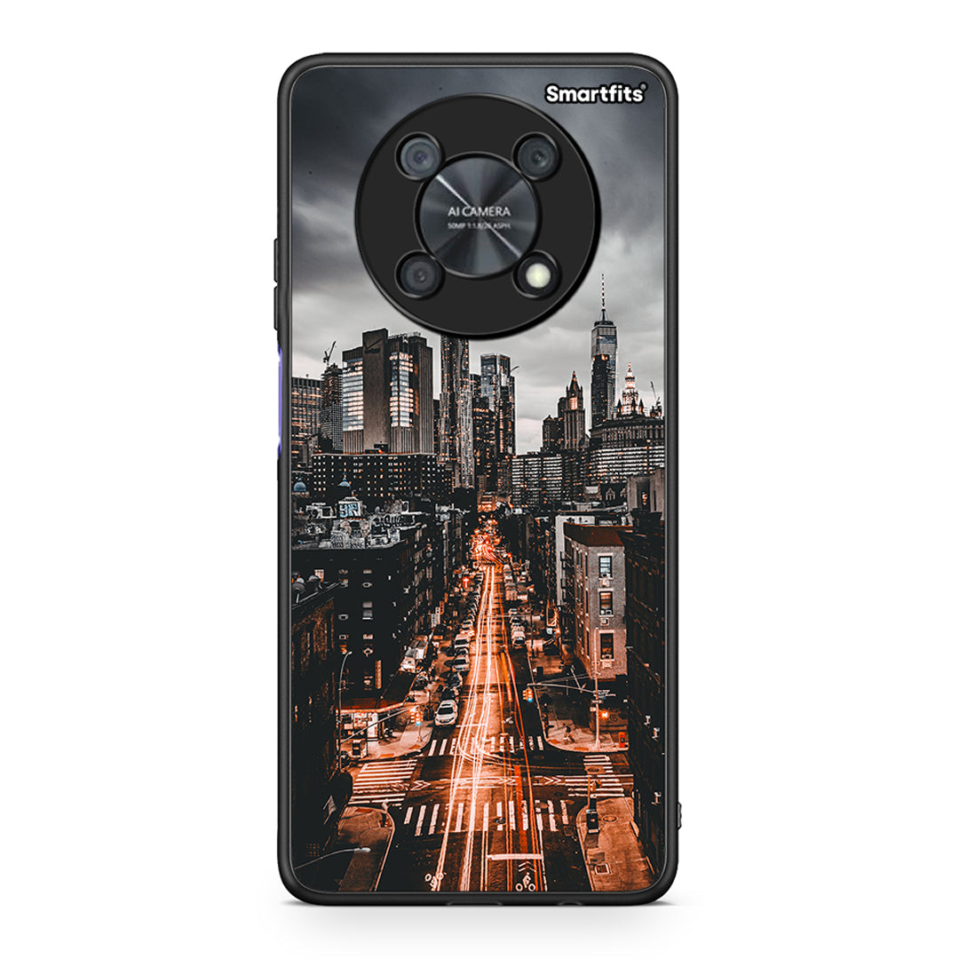 Huawei Nova Y90 City Lights θήκη από τη Smartfits με σχέδιο στο πίσω μέρος και μαύρο περίβλημα | Smartphone case with colorful back and black bezels by Smartfits