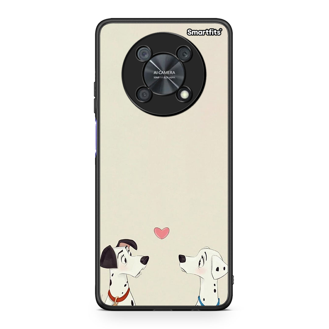 Huawei Nova Y90 Dalmatians Love θήκη από τη Smartfits με σχέδιο στο πίσω μέρος και μαύρο περίβλημα | Smartphone case with colorful back and black bezels by Smartfits