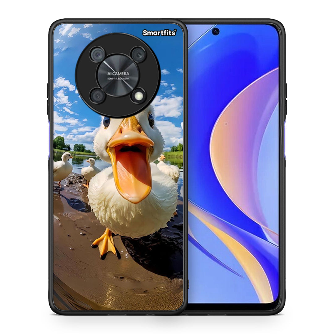 Θήκη Huawei Nova Y90 Duck Face από τη Smartfits με σχέδιο στο πίσω μέρος και μαύρο περίβλημα | Huawei Nova Y90 Duck Face case with colorful back and black bezels