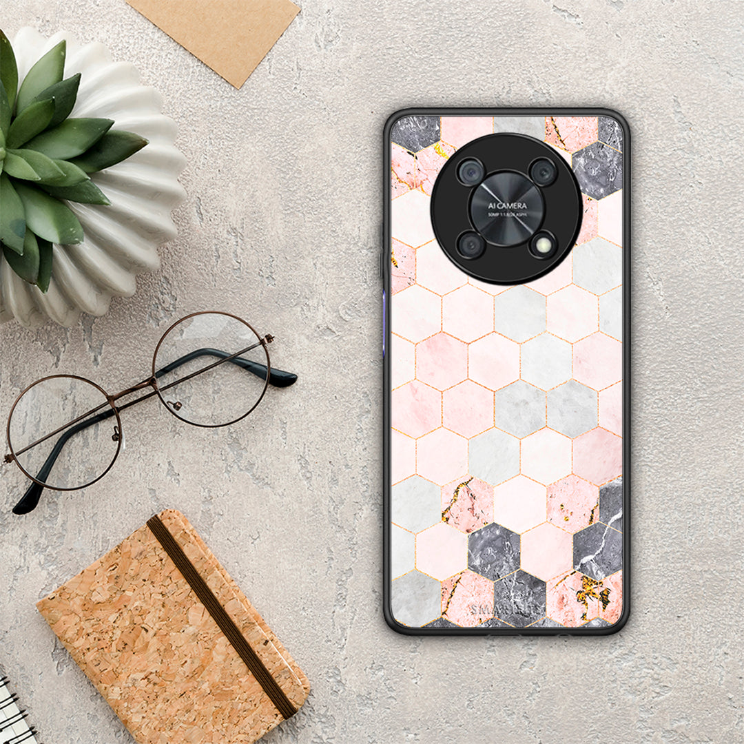 Marble Hexagon Pink - Huawei Nova Y90 θήκη