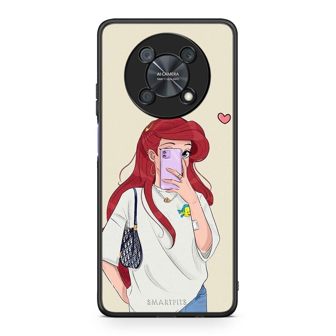 Huawei Nova Y90 Walking Mermaid Θήκη από τη Smartfits με σχέδιο στο πίσω μέρος και μαύρο περίβλημα | Smartphone case with colorful back and black bezels by Smartfits