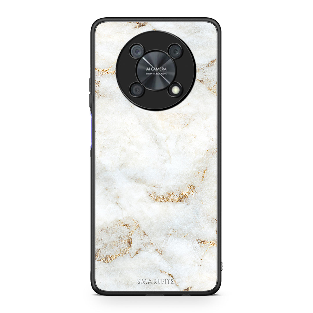 Huawei Nova Y90 White Gold Marble θήκη από τη Smartfits με σχέδιο στο πίσω μέρος και μαύρο περίβλημα | Smartphone case with colorful back and black bezels by Smartfits