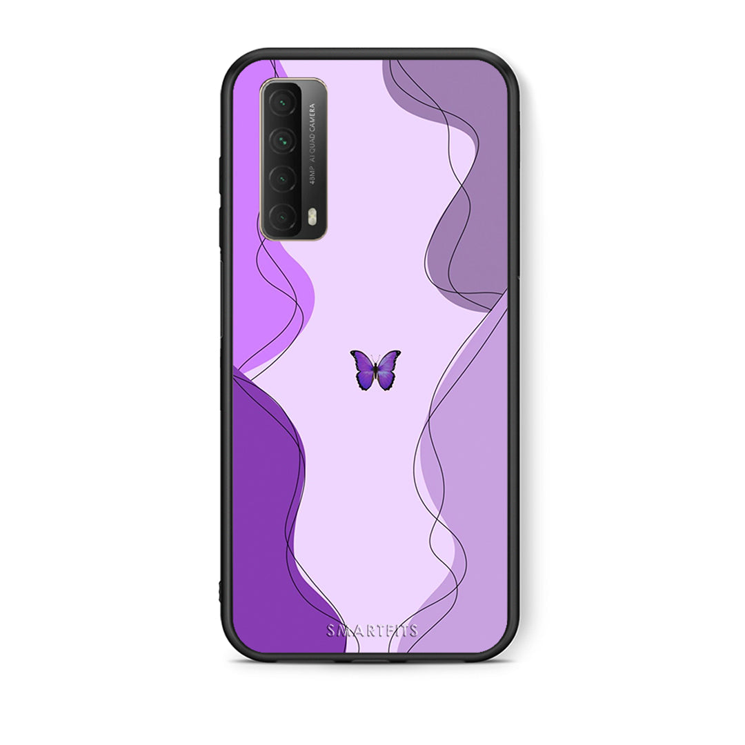 Θήκη Αγίου Βαλεντίνου Huawei P Smart 2021 Purple Mariposa από τη Smartfits με σχέδιο στο πίσω μέρος και μαύρο περίβλημα | Huawei P Smart 2021 Purple Mariposa case with colorful back and black bezels