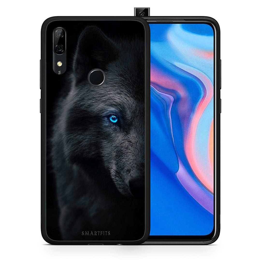 Θήκη Huawei P Smart Z Dark Wolf από τη Smartfits με σχέδιο στο πίσω μέρος και μαύρο περίβλημα | Huawei P Smart Z Dark Wolf case with colorful back and black bezels