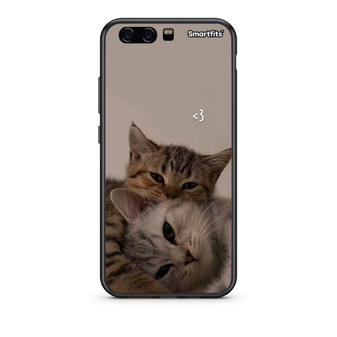 Huawei P10 Lite Cats In Love Θήκη από τη Smartfits με σχέδιο στο πίσω μέρος και μαύρο περίβλημα | Smartphone case with colorful back and black bezels by Smartfits