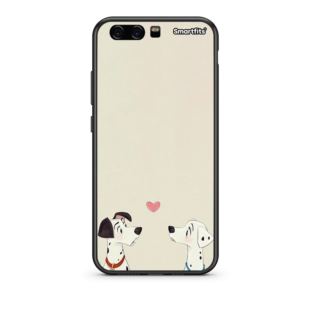 Huawei P10 Lite Dalmatians Love θήκη από τη Smartfits με σχέδιο στο πίσω μέρος και μαύρο περίβλημα | Smartphone case with colorful back and black bezels by Smartfits