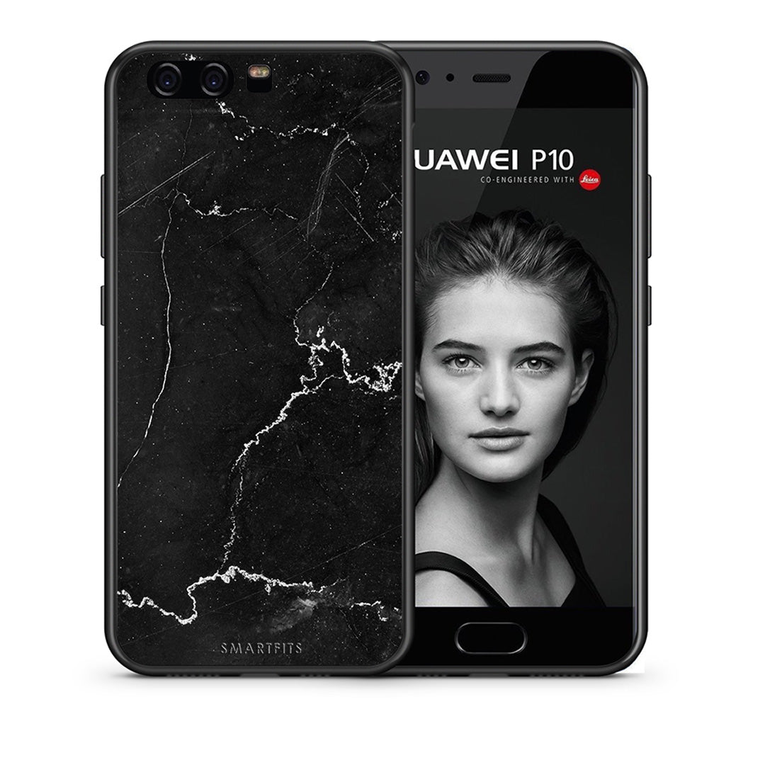 Θήκη Huawei P10 Lite Marble Black από τη Smartfits με σχέδιο στο πίσω μέρος και μαύρο περίβλημα | Huawei P10 Lite Marble Black case with colorful back and black bezels