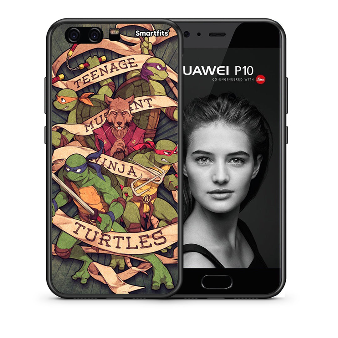 Θήκη Huawei P10 Lite Ninja Turtles από τη Smartfits με σχέδιο στο πίσω μέρος και μαύρο περίβλημα | Huawei P10 Lite Ninja Turtles case with colorful back and black bezels