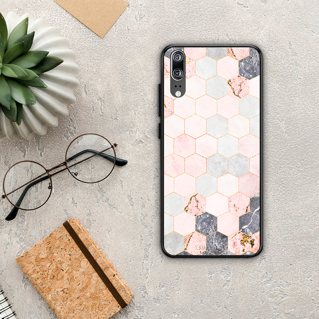 Marble Hexagon Pink - Huawei P20 θήκη