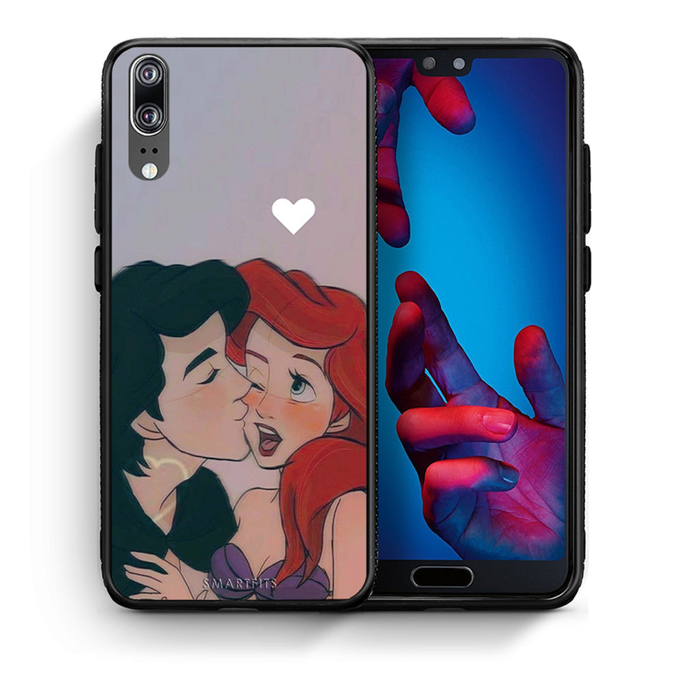 Θήκη Αγίου Βαλεντίνου Huawei P20 Mermaid Love από τη Smartfits με σχέδιο στο πίσω μέρος και μαύρο περίβλημα | Huawei P20 Mermaid Love case with colorful back and black bezels