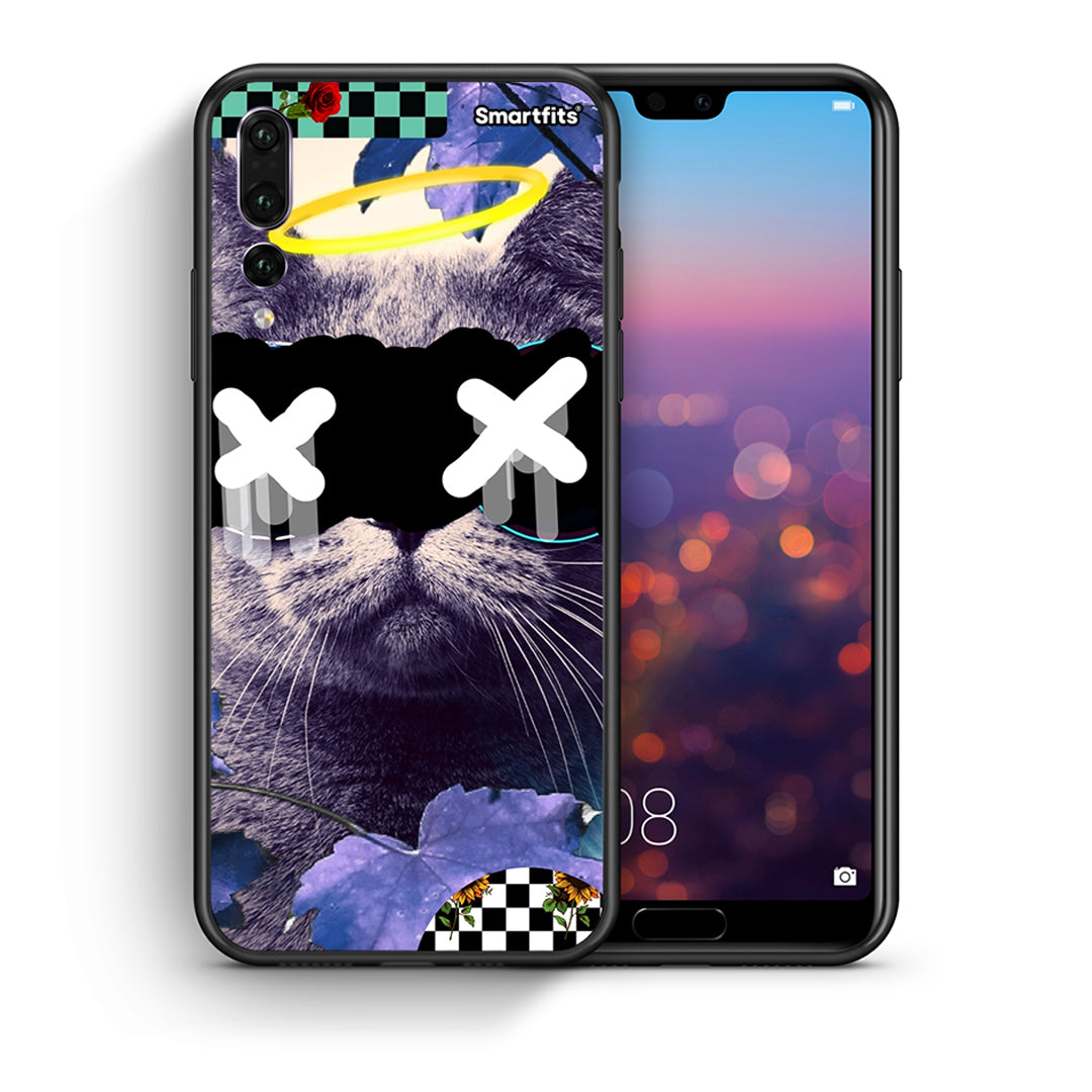 Θήκη Huawei P20 Pro Cat Collage από τη Smartfits με σχέδιο στο πίσω μέρος και μαύρο περίβλημα | Huawei P20 Pro Cat Collage case with colorful back and black bezels