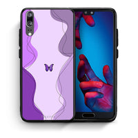 Thumbnail for Θήκη Αγίου Βαλεντίνου Huawei P20 Purple Mariposa από τη Smartfits με σχέδιο στο πίσω μέρος και μαύρο περίβλημα | Huawei P20 Purple Mariposa case with colorful back and black bezels