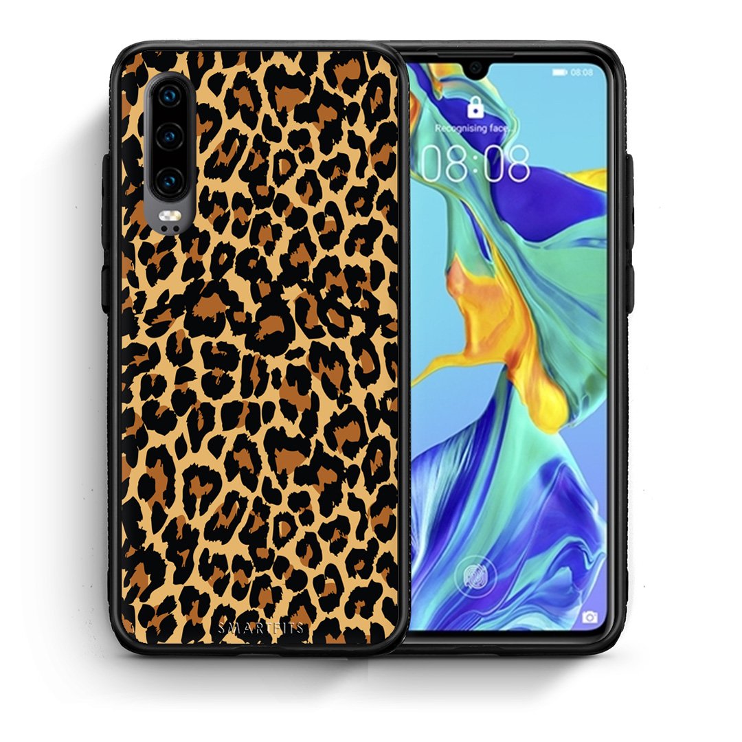 Θήκη Huawei P30 Leopard Animal από τη Smartfits με σχέδιο στο πίσω μέρος και μαύρο περίβλημα | Huawei P30 Leopard Animal case with colorful back and black bezels