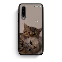 Thumbnail for Huawei P30 Cats In Love Θήκη από τη Smartfits με σχέδιο στο πίσω μέρος και μαύρο περίβλημα | Smartphone case with colorful back and black bezels by Smartfits