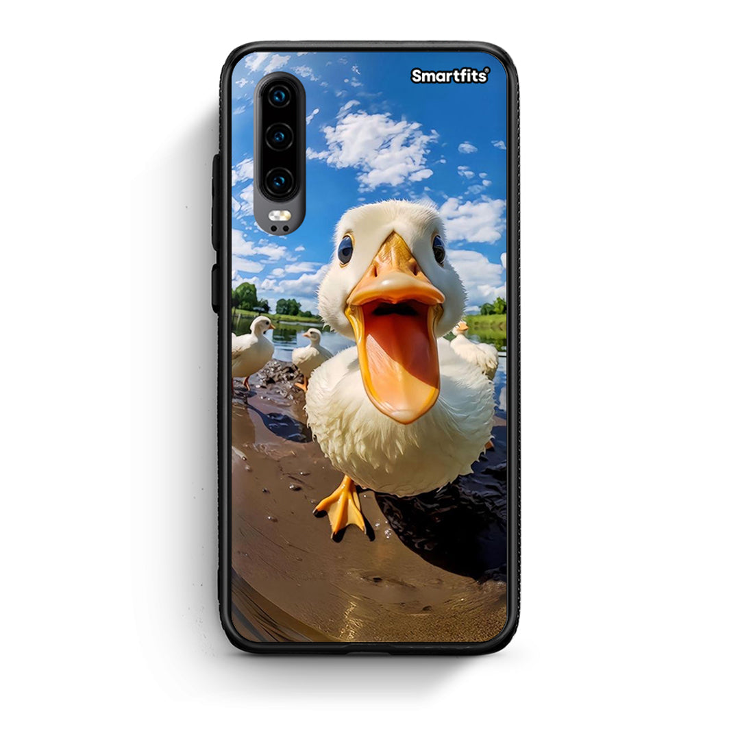 Huawei P30 Duck Face θήκη από τη Smartfits με σχέδιο στο πίσω μέρος και μαύρο περίβλημα | Smartphone case with colorful back and black bezels by Smartfits