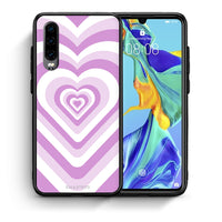 Thumbnail for Θήκη Huawei P30 Lilac Hearts από τη Smartfits με σχέδιο στο πίσω μέρος και μαύρο περίβλημα | Huawei P30 Lilac Hearts case with colorful back and black bezels
