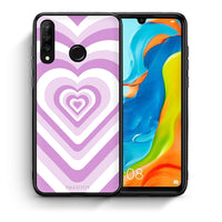 Thumbnail for Θήκη Huawei P30 Lite Lilac Hearts από τη Smartfits με σχέδιο στο πίσω μέρος και μαύρο περίβλημα | Huawei P30 Lite Lilac Hearts case with colorful back and black bezels