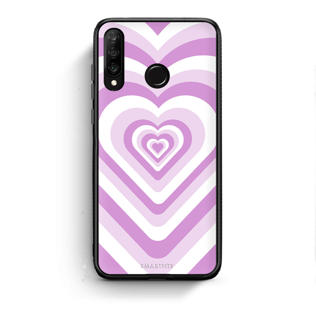 Huawei P30 Lite Lilac Hearts θήκη από τη Smartfits με σχέδιο στο πίσω μέρος και μαύρο περίβλημα | Smartphone case with colorful back and black bezels by Smartfits