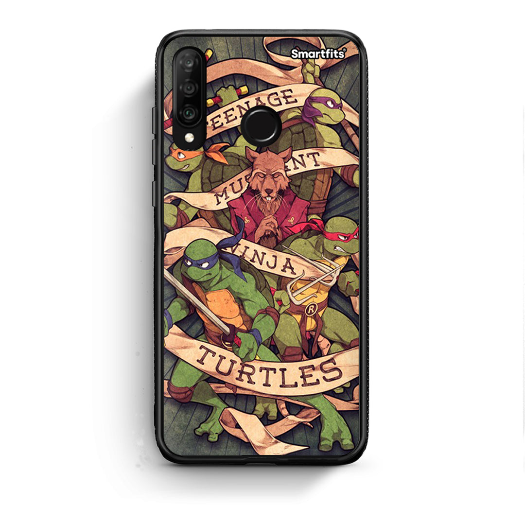 Huawei P30 Lite Ninja Turtles θήκη από τη Smartfits με σχέδιο στο πίσω μέρος και μαύρο περίβλημα | Smartphone case with colorful back and black bezels by Smartfits