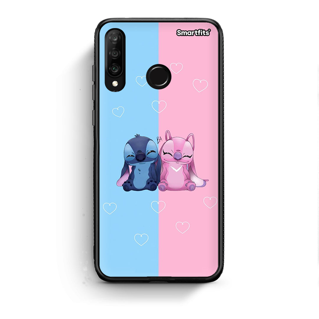 Huawei P30 Lite Stitch And Angel θήκη από τη Smartfits με σχέδιο στο πίσω μέρος και μαύρο περίβλημα | Smartphone case with colorful back and black bezels by Smartfits