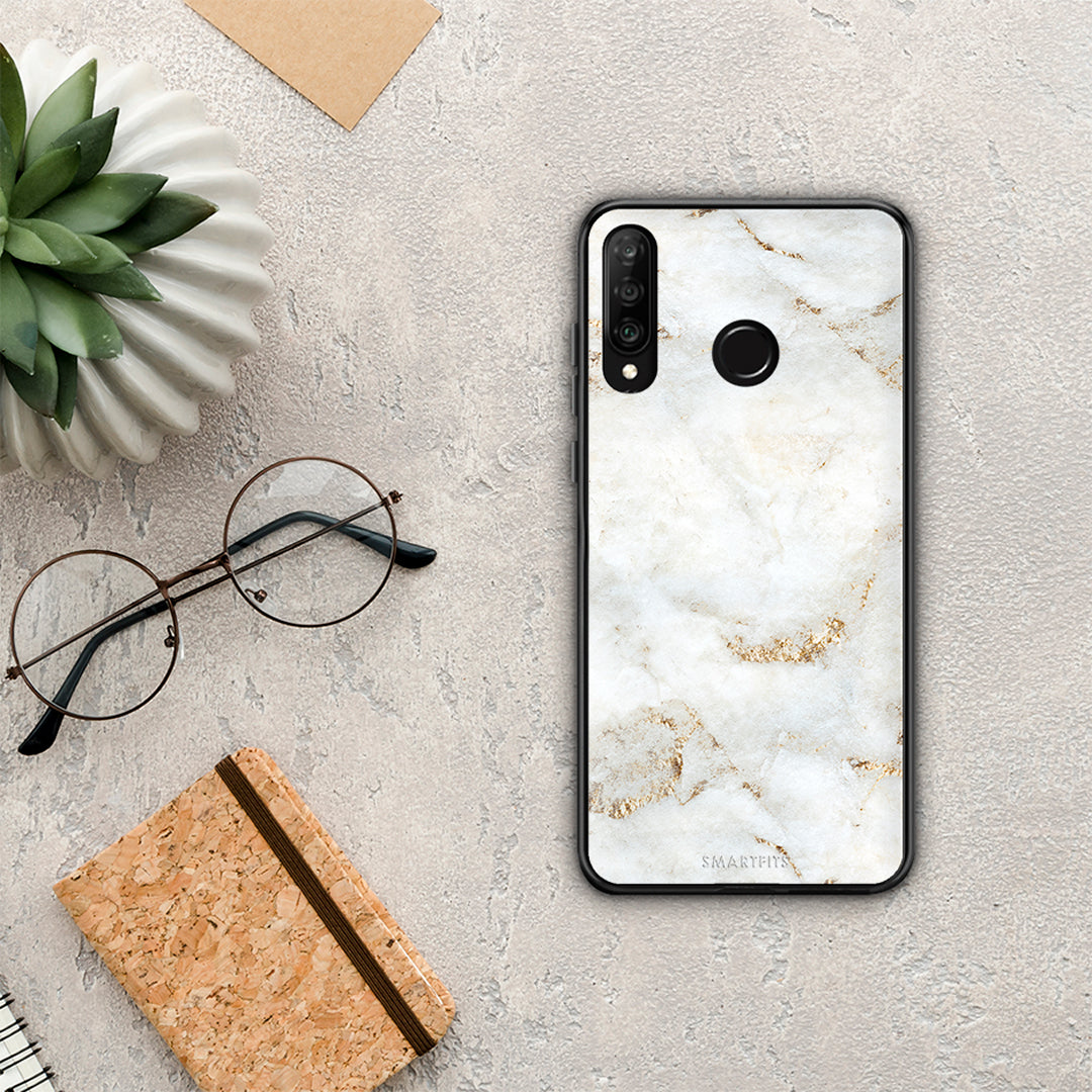 White Gold Marble - Huawei P30 Lite θήκη