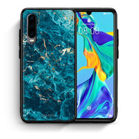 Thumbnail for Θήκη Huawei P30 Marble Blue από τη Smartfits με σχέδιο στο πίσω μέρος και μαύρο περίβλημα | Huawei P30 Marble Blue case with colorful back and black bezels