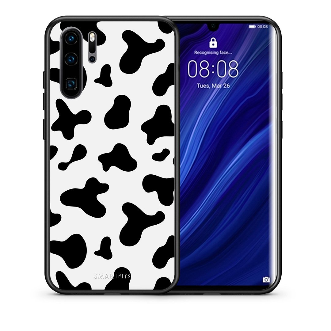 Θήκη Huawei P30 Pro Cow Print από τη Smartfits με σχέδιο στο πίσω μέρος και μαύρο περίβλημα | Huawei P30 Pro Cow Print case with colorful back and black bezels