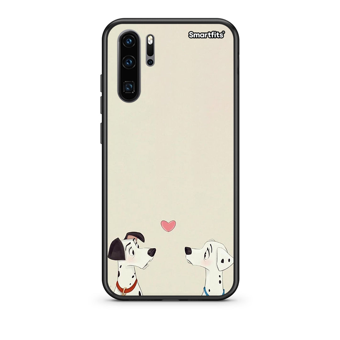 Huawei P30 Pro Dalmatians Love θήκη από τη Smartfits με σχέδιο στο πίσω μέρος και μαύρο περίβλημα | Smartphone case with colorful back and black bezels by Smartfits