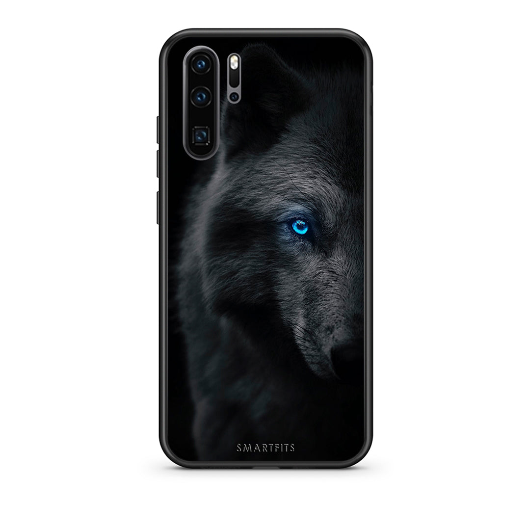Huawei P30 Pro Dark Wolf θήκη από τη Smartfits με σχέδιο στο πίσω μέρος και μαύρο περίβλημα | Smartphone case with colorful back and black bezels by Smartfits