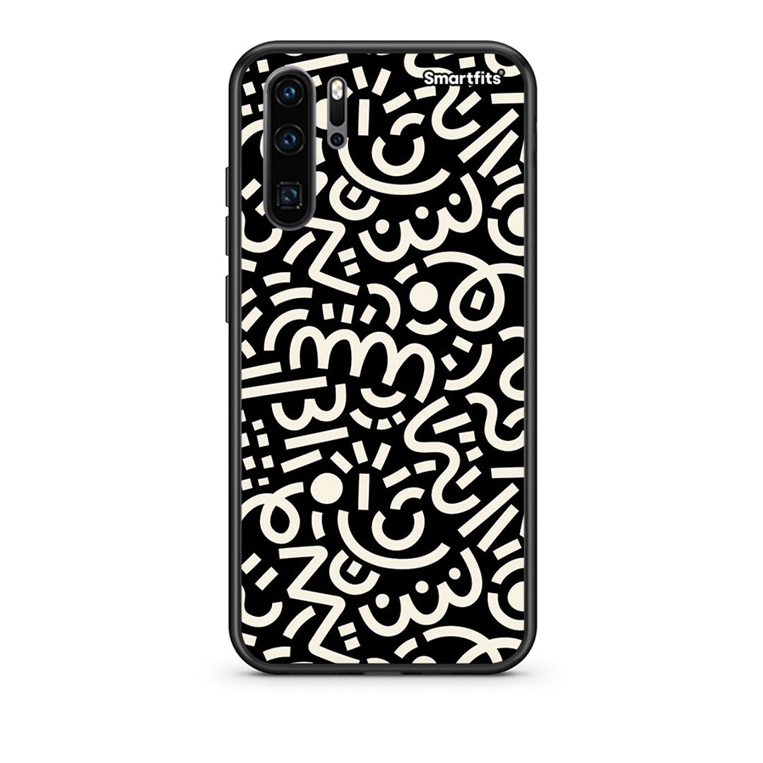 Huawei P30 Pro Doodle Art Θήκη από τη Smartfits με σχέδιο στο πίσω μέρος και μαύρο περίβλημα | Smartphone case with colorful back and black bezels by Smartfits