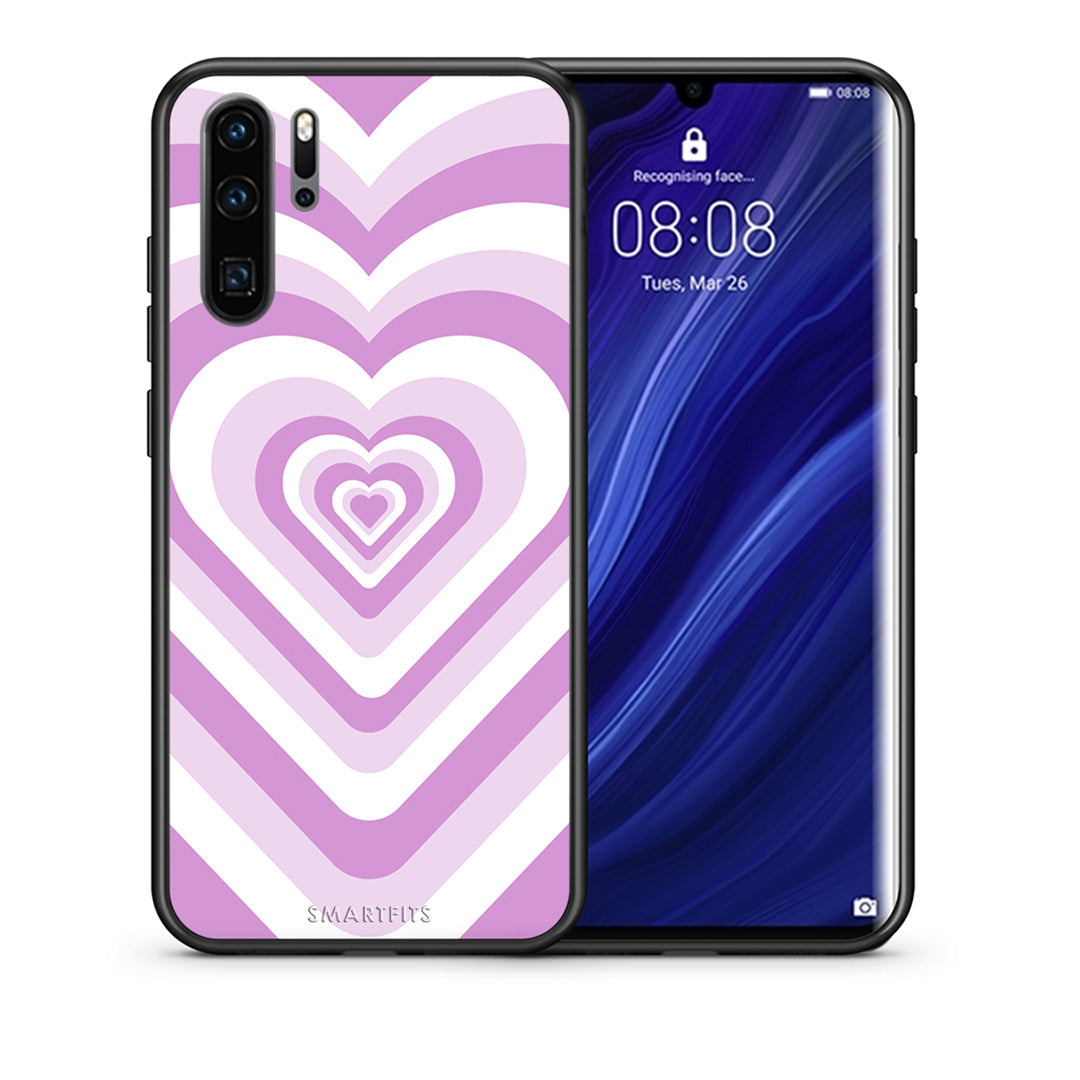 Θήκη Huawei P30 Pro Lilac Hearts από τη Smartfits με σχέδιο στο πίσω μέρος και μαύρο περίβλημα | Huawei P30 Pro Lilac Hearts case with colorful back and black bezels
