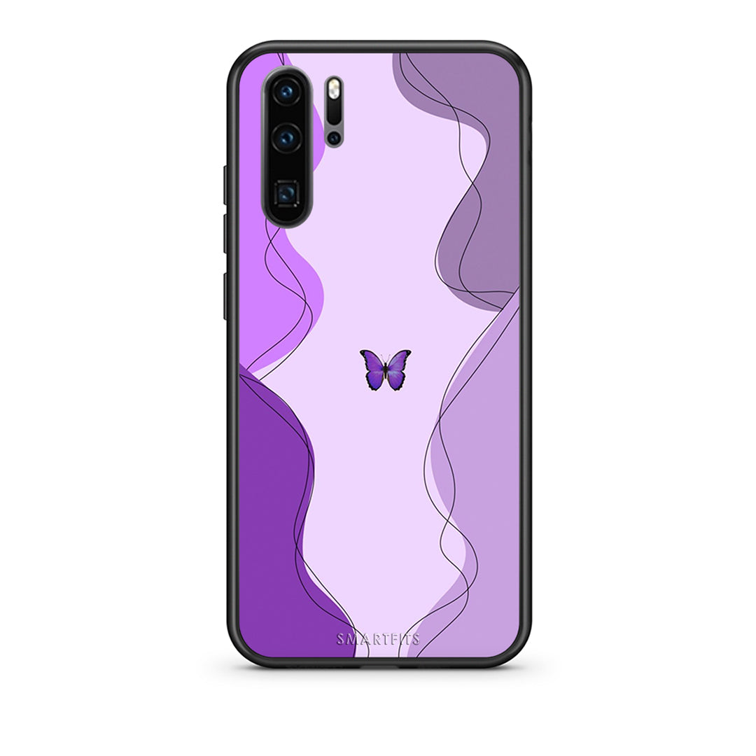 Huawei P30 Pro Purple Mariposa Θήκη Αγίου Βαλεντίνου από τη Smartfits με σχέδιο στο πίσω μέρος και μαύρο περίβλημα | Smartphone case with colorful back and black bezels by Smartfits