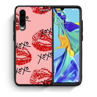 Thumbnail for Θήκη Huawei P30 XOXO Lips από τη Smartfits με σχέδιο στο πίσω μέρος και μαύρο περίβλημα | Huawei P30 XOXO Lips case with colorful back and black bezels
