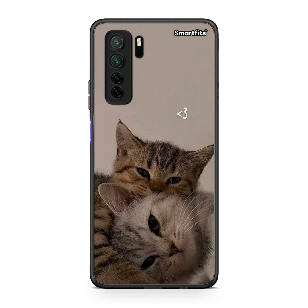 Θήκη Huawei P40 Lite 5G Cats In Love από τη Smartfits με σχέδιο στο πίσω μέρος και μαύρο περίβλημα | Huawei P40 Lite 5G Cats In Love Case with Colorful Back and Black Bezels