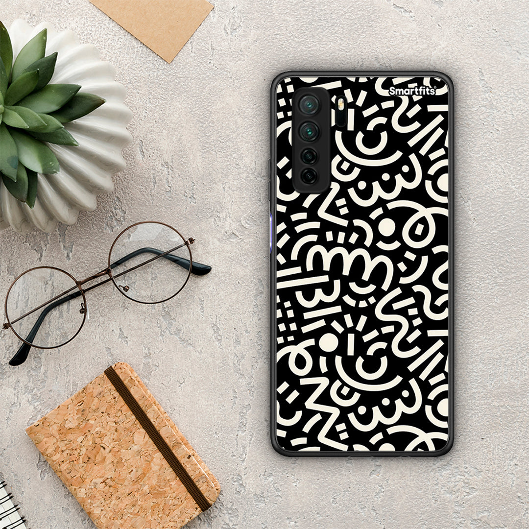 Θήκη Huawei P40 Lite 5G Doodle Art από τη Smartfits με σχέδιο στο πίσω μέρος και μαύρο περίβλημα | Huawei P40 Lite 5G Doodle Art Case with Colorful Back and Black Bezels