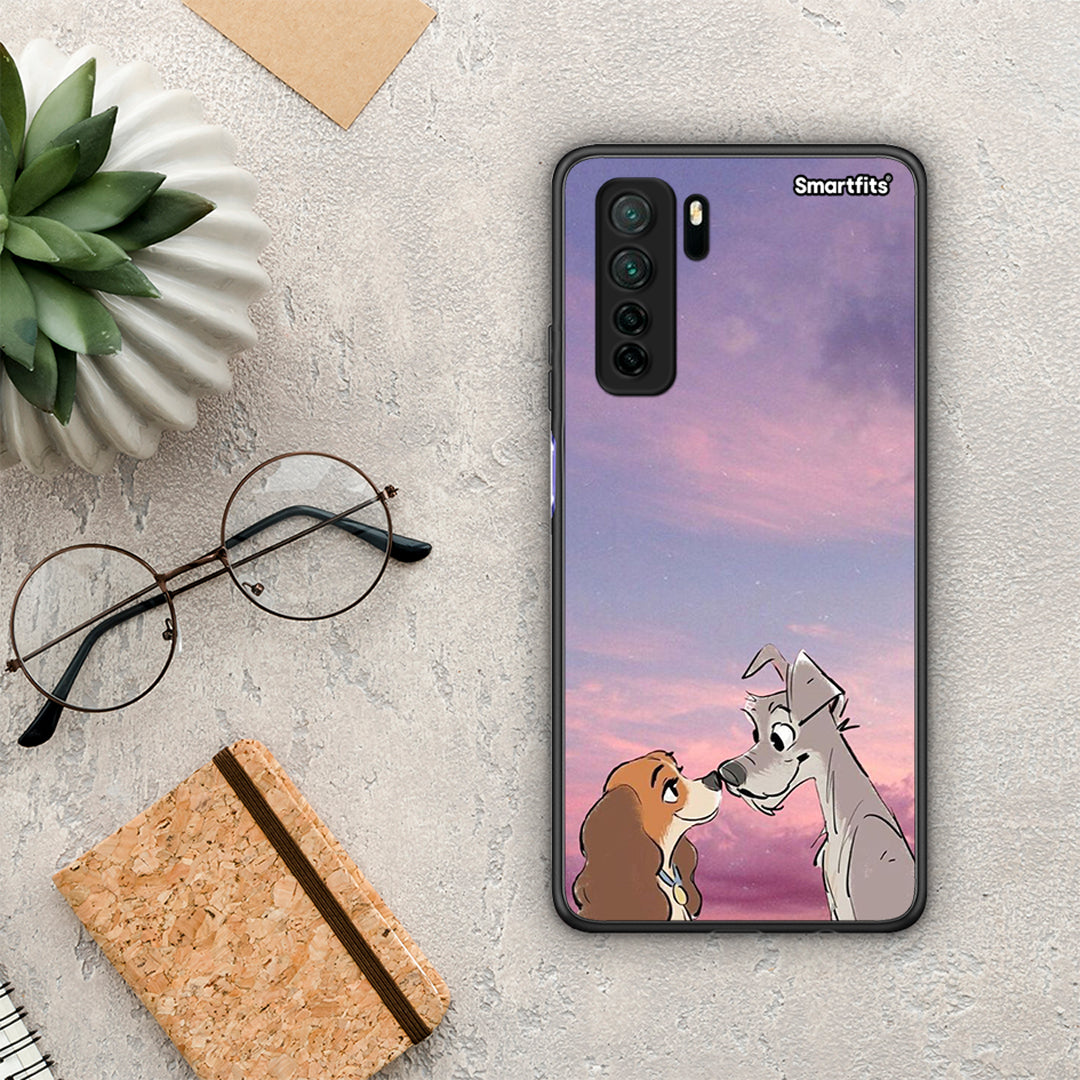 Θήκη Huawei P40 Lite 5G Lady And Tramp από τη Smartfits με σχέδιο στο πίσω μέρος και μαύρο περίβλημα | Huawei P40 Lite 5G Lady And Tramp Case with Colorful Back and Black Bezels