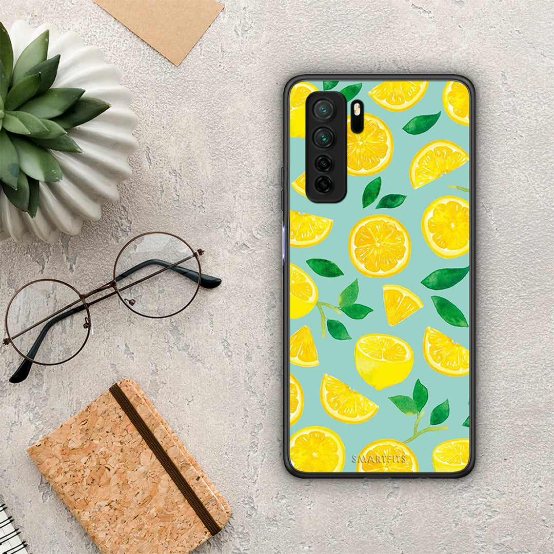 Θήκη Huawei P40 Lite 5G Lemons από τη Smartfits με σχέδιο στο πίσω μέρος και μαύρο περίβλημα | Huawei P40 Lite 5G Lemons Case with Colorful Back and Black Bezels